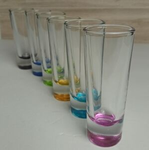 Vintage Crisa Set of 6 Tequila Tall 2 oz. Shot Glasses Multi-Colored